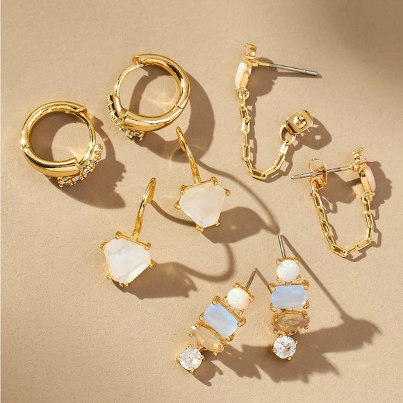 Anthropologie Birthstone(October) Huggie Earrings, Set of 4 - Picture 2 of 2